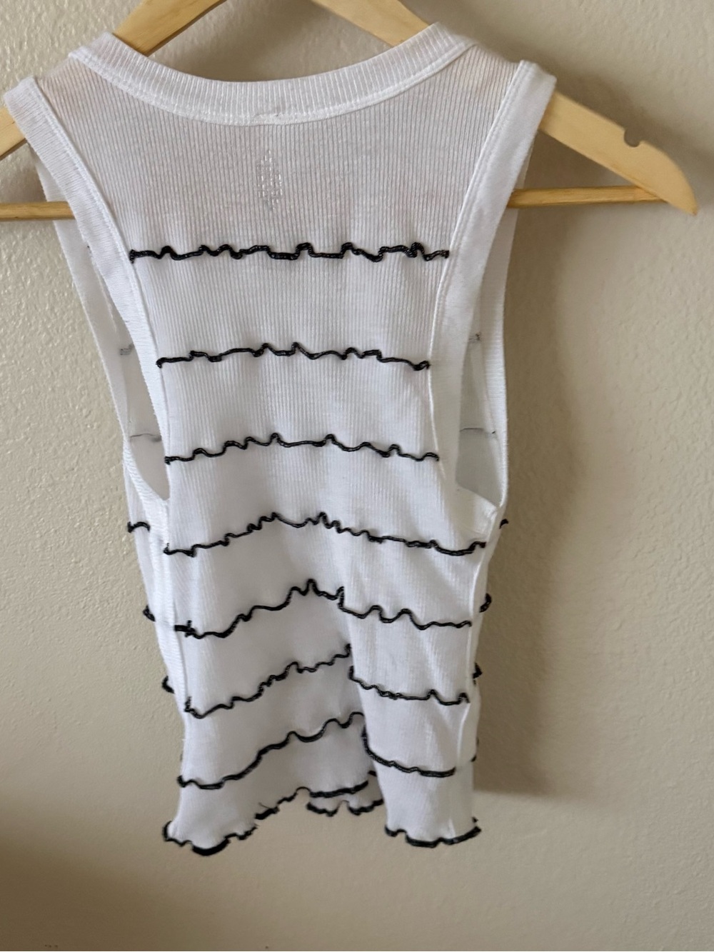 Free People White Ribbed Tank Top with Pink Logo Tag - Picture 3 of 4